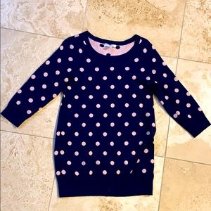 Navy and pink polka dot maternity sweater